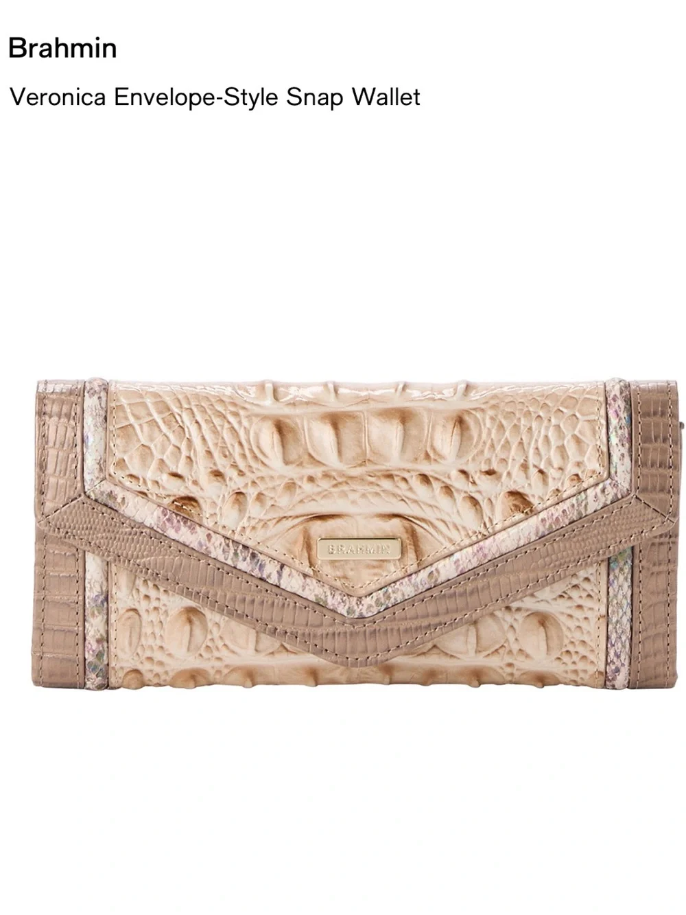 Brahmin Veronica Envelope-Style Snap Wallet in Neutral Beige